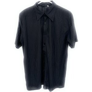 POSITANO Vintage 80s 90s Shiny Black Mens XL Club Shirt